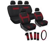 OxGord 17Pcs Seat Cover Red Black