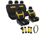 OxGord 17Pcs Seat Cover Yellow Black
