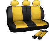 OxGord Premium Faux Leather Universal Rear Bench Seat Cover Set Yellow