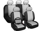 OxGord Premium Faux Leather Car Seat Cover Set White