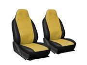 OxGord Premium Faux Leather Universal High Back Bucket Seat Cover Set Yellow