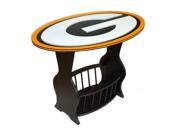 Green Bay Packers Wooden End Table With Glass Cover