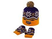 Toddler Knit LSU Tigers Louisiana State Hat and Mittens Set