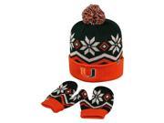 Toddler Knit University of Miami Hurricanes Hat and Mittens Set