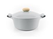 Neoflam Retro 5qt Covered Cast Aluminum Stockpot with Detachable Silicone Handles and Ecolon Non Stick Coating Gray