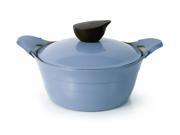 EELA Deep Blue 2.5QT 2.5L Covered Stockpot w Steam Releasing Knob and Detachable Silicone Handle 8 20cm