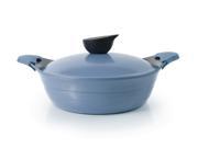 Neoflam Eela 2.5qt Covered Low Stockpot with Detachable Silicone Handles and Ecolon Non Stick Coating Deep Blue