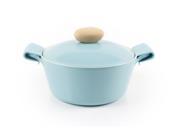 Neoflam Retro 3qt Covered Cast Aluminum Stockpot with Detachable Silicone Handles and Ecolon Non Stick Coating Mint Blue