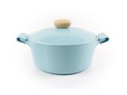 Neoflam Retro 5qt Covered Cast Aluminum Stockpot with Detachable Silicone Handles and Ecolon Non Stick Coating Mint Blue