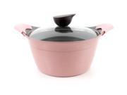 Neoflam Eela 4.5qt Covered Stockpot with Glass Lid Steam Releasing Knob and Detachable Silicone Handle Pink