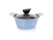 Neoflam Eela 2.5qt Covered Stockpot with Glass Lid Steam Releasing Knob and Detachable Silicone Handle Light Blue