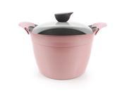 Neoflam Eela 8qt Covered Deep Stockpot with Glass Lid Steam Releasing Knob and Detachable Silicone Handle Pink