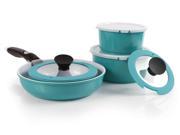 Neoflam Midas Plus Cast Aluminum Cookware 9 Piece Set with Detachable Handle Emerald Blue