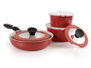 Neoflam Midas Plus Cast Aluminum Cookware 9 Piece Set with Detachable Handle Sunrise Red