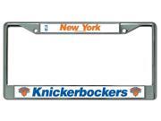 New York Knicks Chrome License Plate Frame constructed of chrome finished metal fits standard U.S. Size license plates perfect for any Knicks fan!