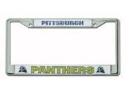 Pittsburgh Panthers Chrome License Plate Frame constructed of chrome finished metal fits standard U.S. Size license plates perfect for any Panthers fan!