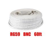 GW 60 Feet RG59 Video Power Combo Siamese Premade Coaxial Cable for HD CCTV Security Camera System 95% Coverage Shield Free 1 Year Warranty