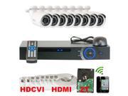 GW 8 Channel HD CVI DVR Security Camera System HDCVI 8 x 1.0 Megapixel Security Camera 3.6mm Lens 1080P Realtime Preview 720P Realtime Recording Smartphone Co