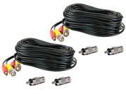 2x GW50CAB 4x GW1099 2 x Packs of 50 Feet Surveillance Security Camera Siamese Video Power Cables with 4 x CCTV BNC to RCA Connectors COMPATIBLE with Anal