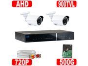 GW 4 Channel 960H DVR 500G HDD 2x 900TVL 3.6mm Weather Proof CCTV Surveillance Kit Security Camera System Real Time Recording Real Time Playback HDMI Video
