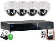 GW 4CH Full HD 1080P Security System Realtime Motion Detect DVR Kit 4 x 2.1 Megapixel Water Proof Varifocal Lens Dome Security Camera Cables Included Easy QR
