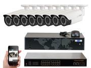 GW 16 Channel NVR Kit with 16 Port PoE Switch 8 x Max 5 Megapixel HD IP Camera System PoE 1920P Display 2.8~12mm Varifocal Lens 200 Feet Long Night Vision Rang