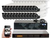 GW 24 Channel NVR Kit with 24 Port PoE Switch 24 x Max 5 Megapixel HD IP Camera System PoE 1920P Display 2.8~12mm Varifocal Lens 200 Feet Long Night Vision Ran