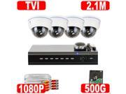 GW 4 Channel HD TVI Digital DVR 4 x HD 2.1MP 1080P Security Camera System 500GB HDD Simple Plug Play System