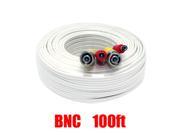 Security Camera Cable 100ft CCTV Video Power Wire Siamese BNC RCA White Cord DVR