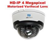 GW 4 Megapixel 2592 x 1520 Motorized Varifocal Lens IP Camera H.265 H.264 Video Compression 4X Optical Zoom 2.8~12mm Lens PoE Power Over Ethernet 98 Feet Nigh