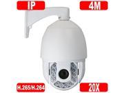 GW Security H.265 H.264 4MP HD 1520P 2592×1520 IP High Speed Onvif Network Dome PTZ Camera 20X Optical Zoom Waterproof Outdoor 500FT IR Night Vision