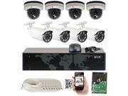 GW Security 8 Channel 4 Megapixel 2592 x 1520 IP Camera POE Security System 8 x High Resolution Weatherproof Mixed of Dome Bullet Camera QR Code Connectio