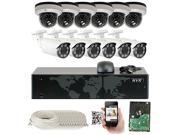 GW Security 16 Channel 4 Megapixel 2592 x 1520 IP Camera POE Security System 12 x High Resolution Weatherproof Mixed of Dome Bullet Camera QR Code Connect