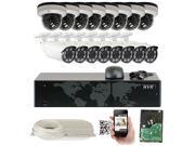 GW Security 16 Channel 4 Megapixel 2592 x 1520 IP Camera POE Security System 16 x High Resolution Weatherproof Mixed of Dome Bullet Camera QR Code Connect