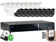 GW 1080p Security Camera System 8 Weatherproof HD 1080p Plug and Play Cameras 8 Channel DVR 2TB HDD 98ft Night Vision