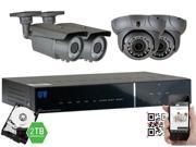 GW Security 2.1 Megapixel HD TVI 1080P Complete Security System 4 x 2.1MP HDTVI True HD 1080P @30fps Weather Proof Security Cameras 8 Channel Plug and Pl