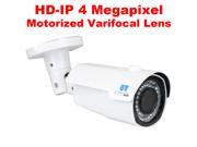 GW 4 Megapixel 2592 x 1520 Motorized Varifocal Lens IP Camera H.265 H.264 Video Compression 4X Optical Zoom 2.8~12mm Lens PoE Power Over Ethernet 130 Feet Nig