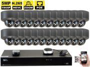 GW Security 32CH H.265 4K NVR 5 Megapixel 2592 x 1520 4X Optical Zoom Network Plug Play Video Security System 24pcs 5MP 1920p 2.8 12mm Motorized Zoom POE W