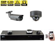 GW Security 8 Channel H.265 4K NVR 5 Megapixel 2592 x 1520 4X Optical Zoom Network Plug Play Security System 2pcs 5MP 1920p 2.8 12mm Motorized Zoom POE Wea