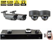 GW Security 8 Channel H.265 4K NVR 5 Megapixel 2592 x 1520 4X Optical Zoom Network Plug Play Security System 2pcs 5MP 1920p 2.8 12mm Motorized Zoom POE Wea