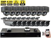 GW Security 16 Channel H.265 4K NVR 5 Megapixel 2592 x 1520 4X Optical Zoom Network Plug Play Security System 16pcs 5MP 1920p 2.8 12mm Motorized Zoom POE W