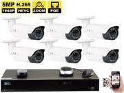 GW 8 Channel H.265 4K NVR 5 Megapixel 2592 x 1520 4X Optical Zoom Network Video Security System 6pcs 5MP 1920p 2.8 12mm Motorized Zoom POE Weatherproof Bulle