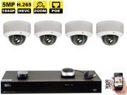 GW Security 8CH H.265 4K NVR 5 Megapixel 2592 x 1520 4X Optical Zoom Network Plug Play Video Security System 4pcs 5MP 1920p 2.8 12mm Motorized Zoom POE Wea