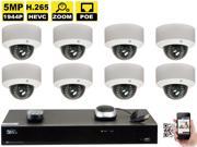 GW Security 8CH H.265 4K NVR 5 Megapixel 2592 x 1520 4X Optical Zoom Network Plug Play Video Security System 8pcs 5MP 1920p 2.8 12mm Motorized Zoom POE Wea