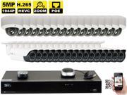 GW Security 32 Channel H.265 4K NVR 5 Megapixel 2592 x 1520 4X Optical Zoom Network Plug Play Security System 32pcs 5MP 1920p 2.8 12mm Motorized Zoom POE W