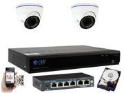 GW 4CH 5 Megapixel H.265 HEVC 1920P 2592×1920 Pixels Security System NVR Kit 2 x Varifocal Lens 5MP IP Camera PoE Power Over Ethernet HD Weather Proof Sma