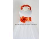 White Flower Girl Dress with Orange FL for Wedding Easter Pageant Party Birthday Girl