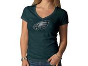 Philadelphia Eagles 47 Brand Women Green V Neck Short Sleeve Scrum T Shirt L
