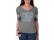 Kansas City Royals 47 Brand Women Gray Flanker Half Sleeve V Neck T Shirt M