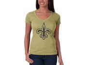 New Orleans Saints 47 Brand Women Athletic Gold V Neck Scrum T Shirt M